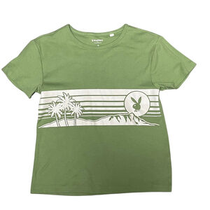 Playboy x Pacsun Green Palm Tree Playboy Bunny Baby T Shirt Size Medium